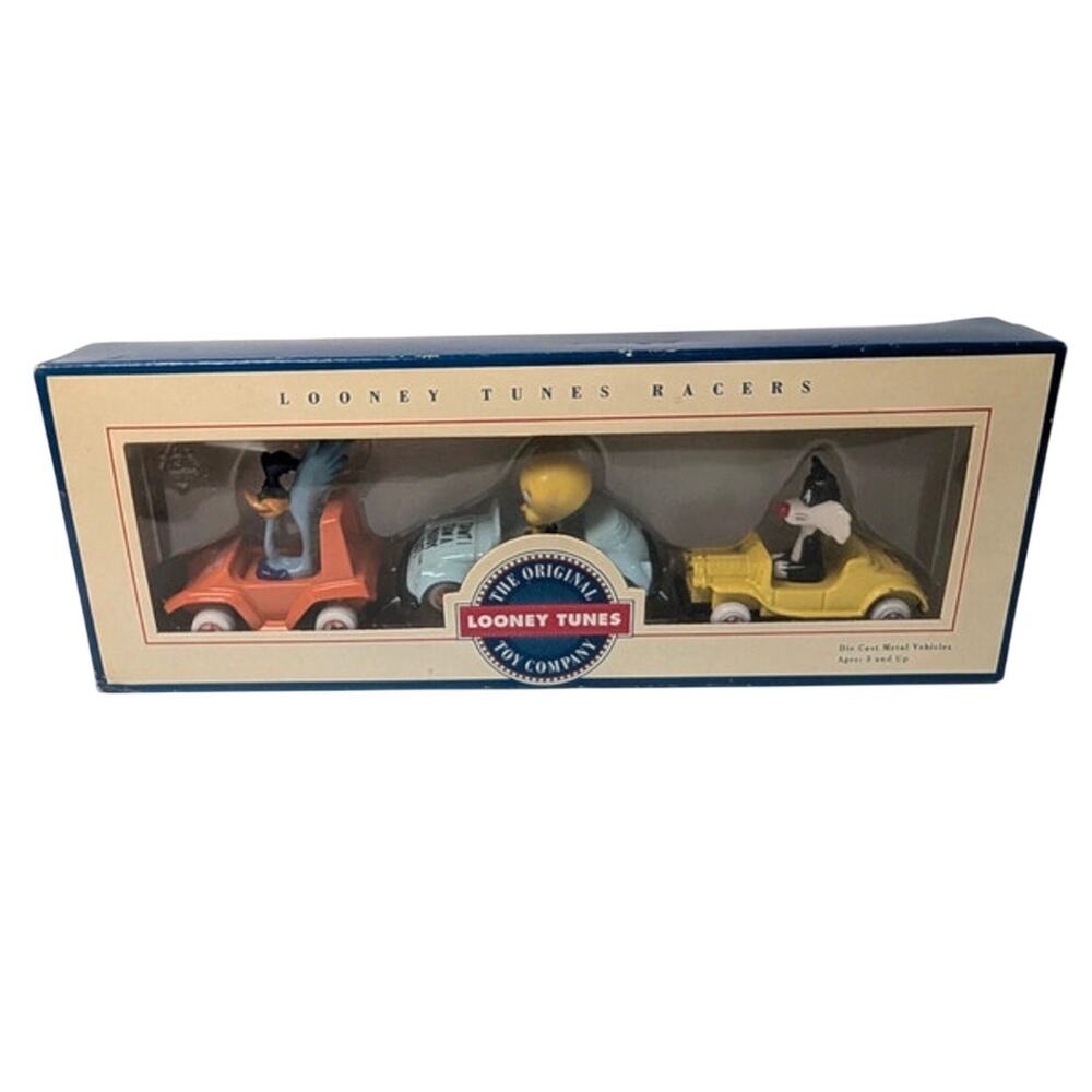 1993 Looney Tunes Racers Die Cast Car Set Daffy Tweety Sylvester Original Box